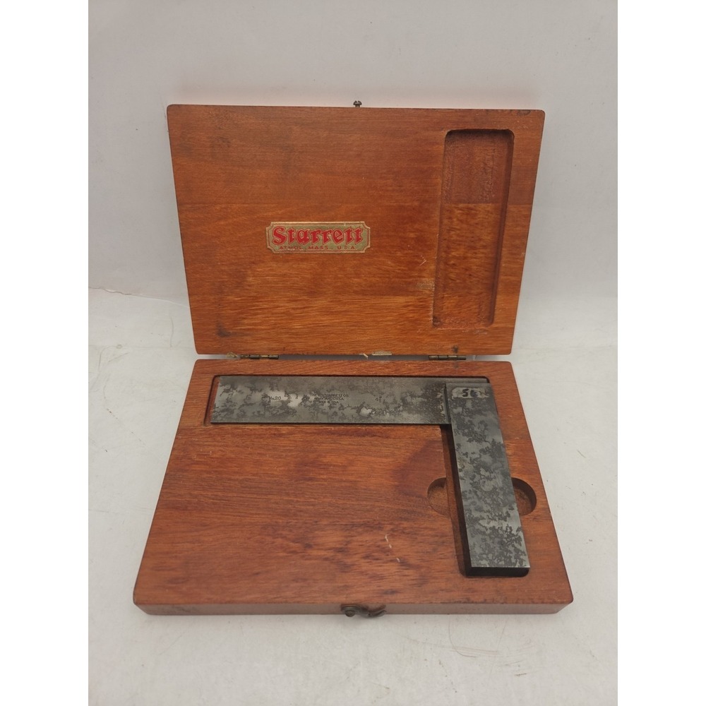 Vintage L.S Starrett No. 20 precision toolmakers 3" square with wood box